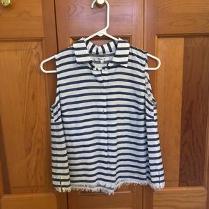 Madewell Blue and White Striped Tank Top